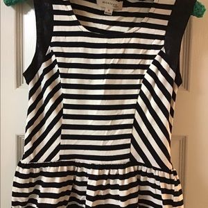 Monteau Cream & White Striped Peplum Top, size M